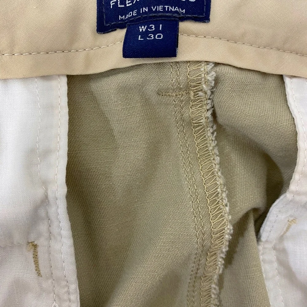 J.Crew Flex Driggs Tan Khaki Chino Pants Men's 31 x 30 Flat Front
